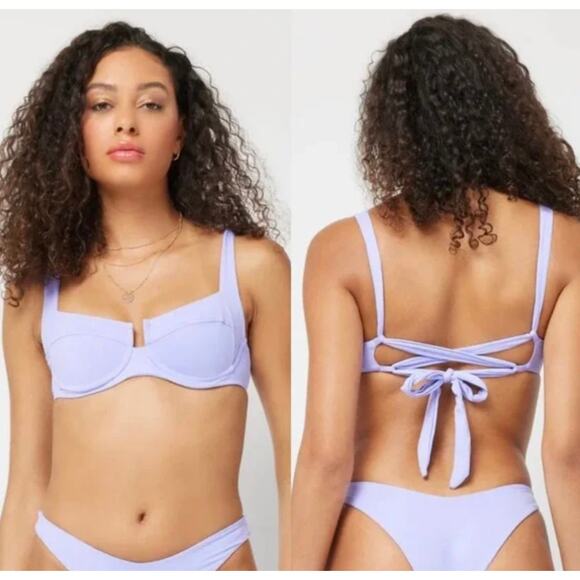 L*SPACE Camellia Barlette Bikini Set In Wisteria Flowers Forever Medium New - Picture 2 of 15
